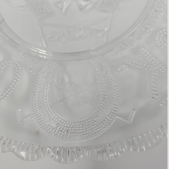 Exceptional Antique EAPG Good Luck Horseshoe Equestrian Fox Hunt Glass Plate WOW - Picture 7 of 8